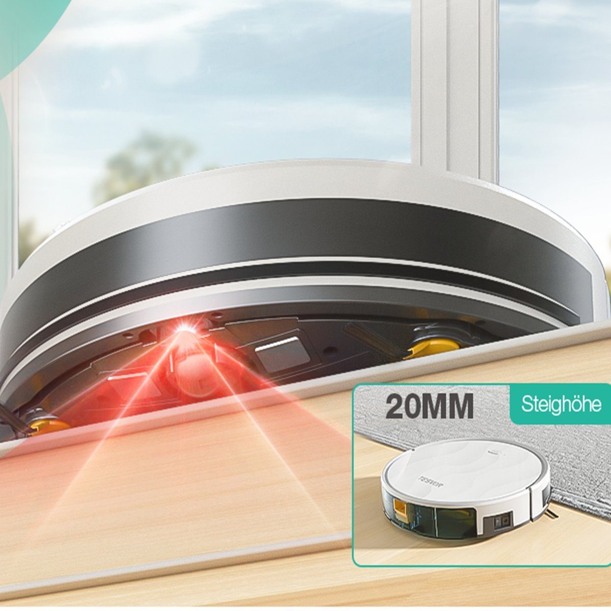 Tesvor Saugroboter M2 Roboter staubsauger 6000pa mit wischfunktion 5200mAh, 25 W, Mit Staubbox beutellos,6000Pa