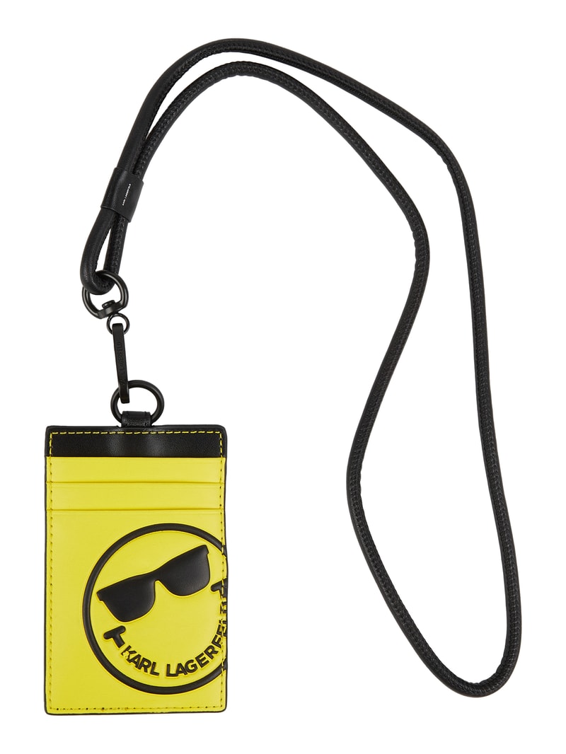 KARL LAGERFELD x SMILEY® Kartenetui mit abnehmbarer Trageschlaufe in schwarz
