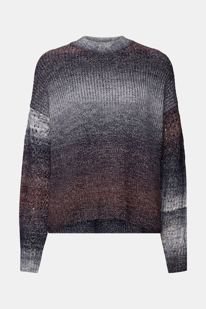 Offen gestrickter Dégradé-Pullover mit Stehkragen