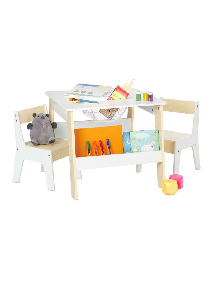 relaxdays 3-tlg. Kindersitzgruppe in Weiß/ Beige günstig kaufen onesize