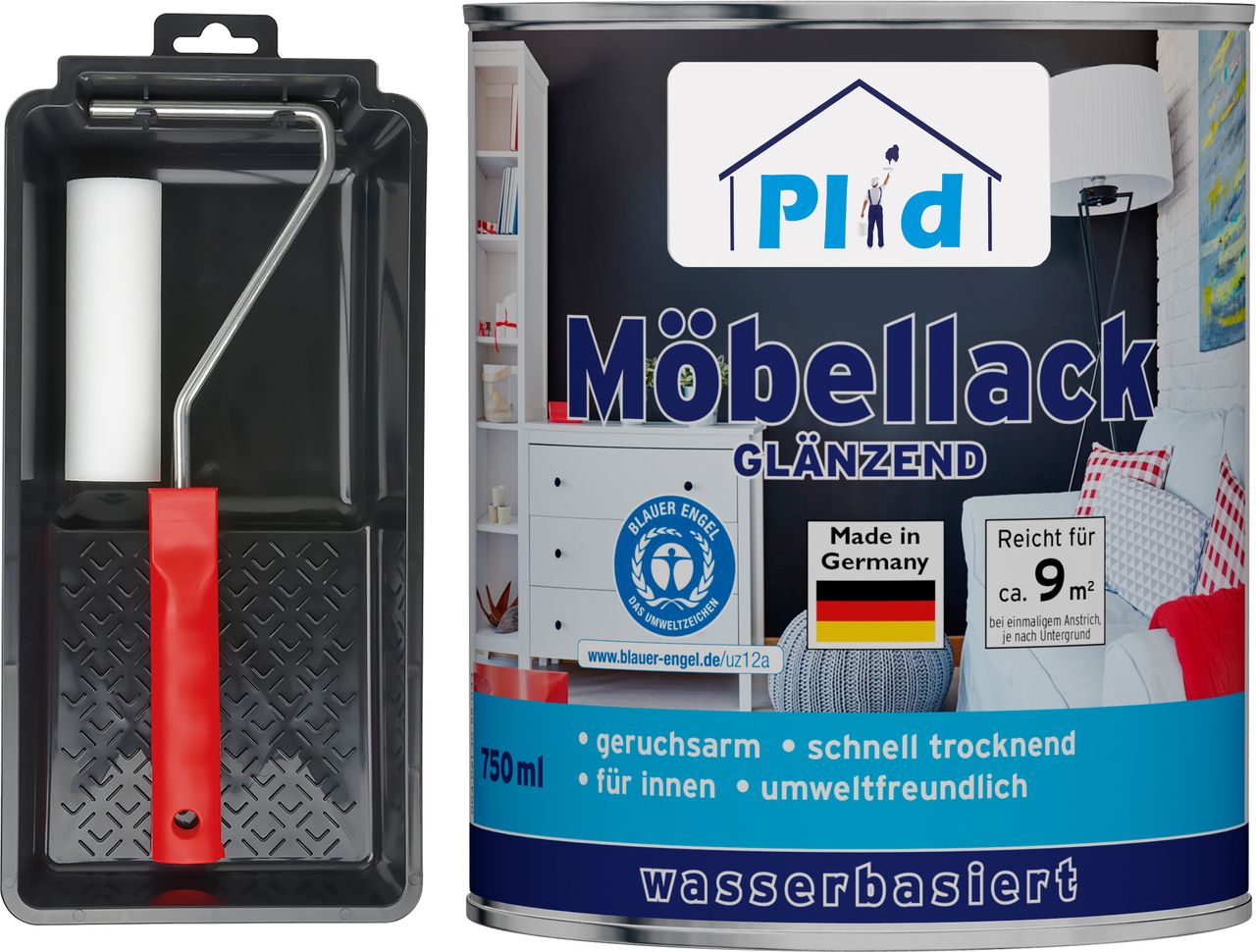 Plid Premium Möbellack Weisslack Türenlack Holzlack Lackierset Weiß - Glänzend
