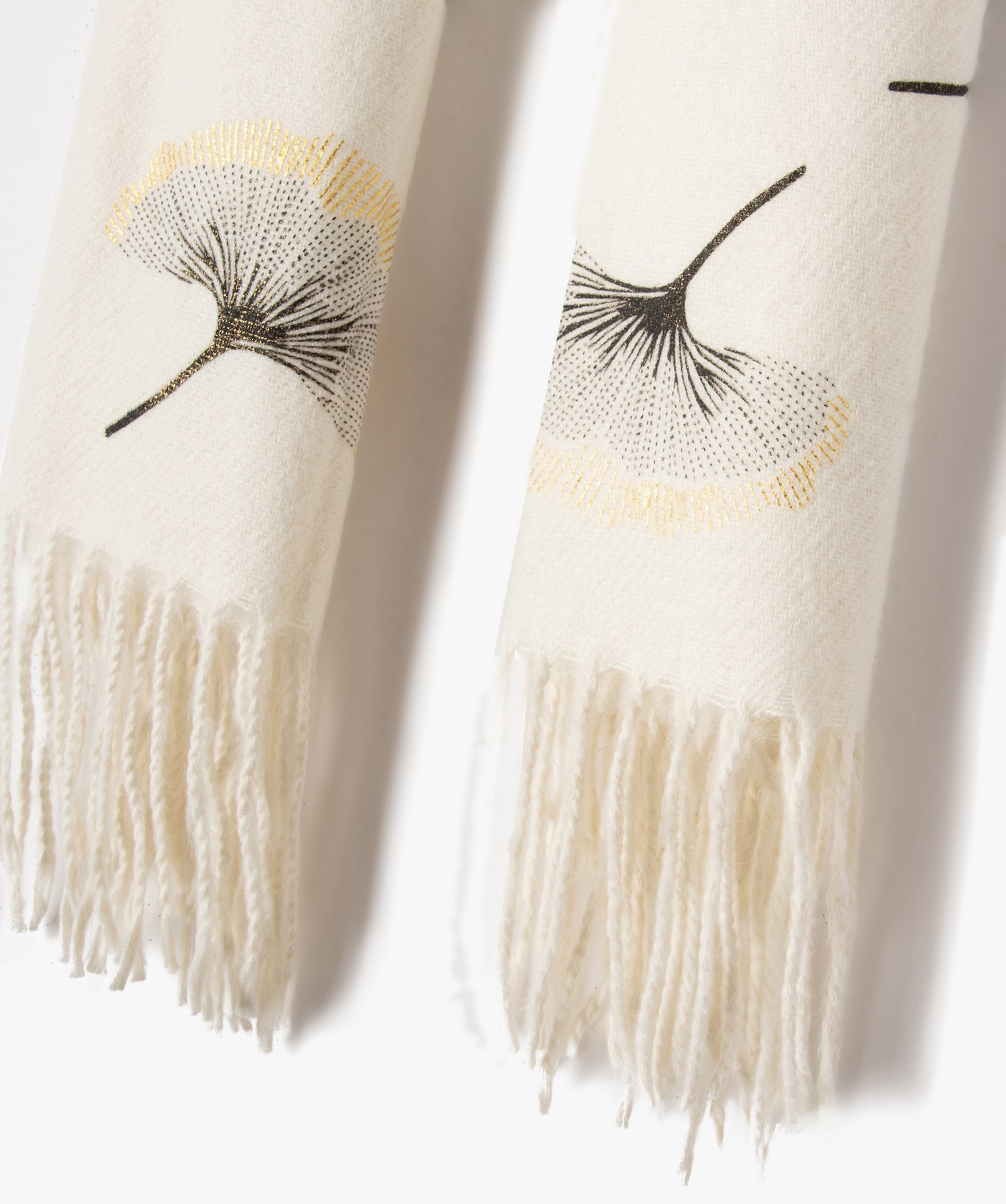 Echarpe à motifs feuillage pailletés femme ecru | GEMO