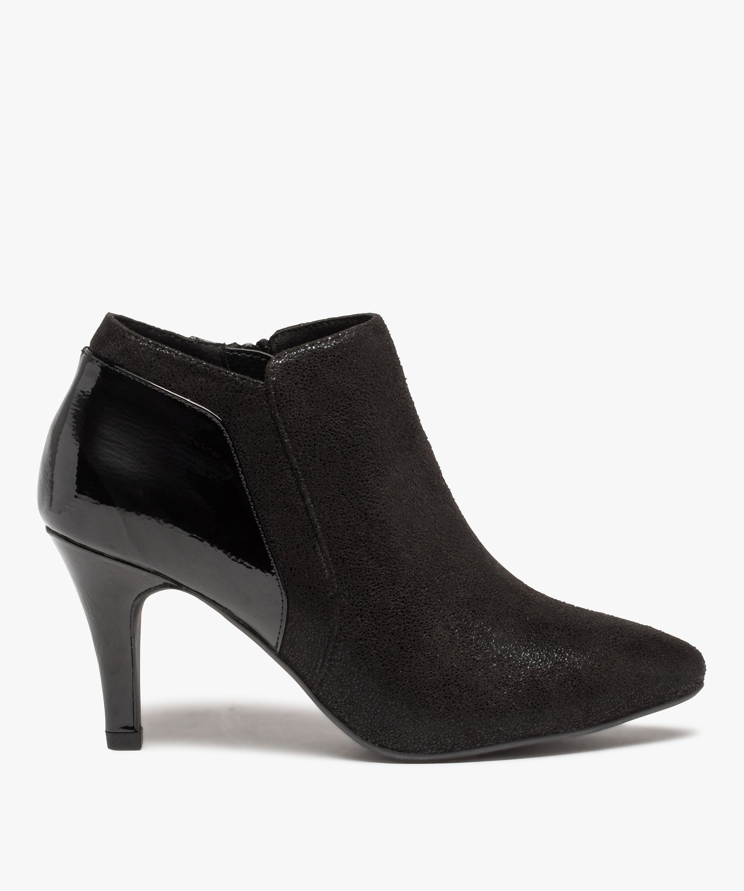 Low-boots femme unies à talon aiguille et bout pointu noir | GEMO