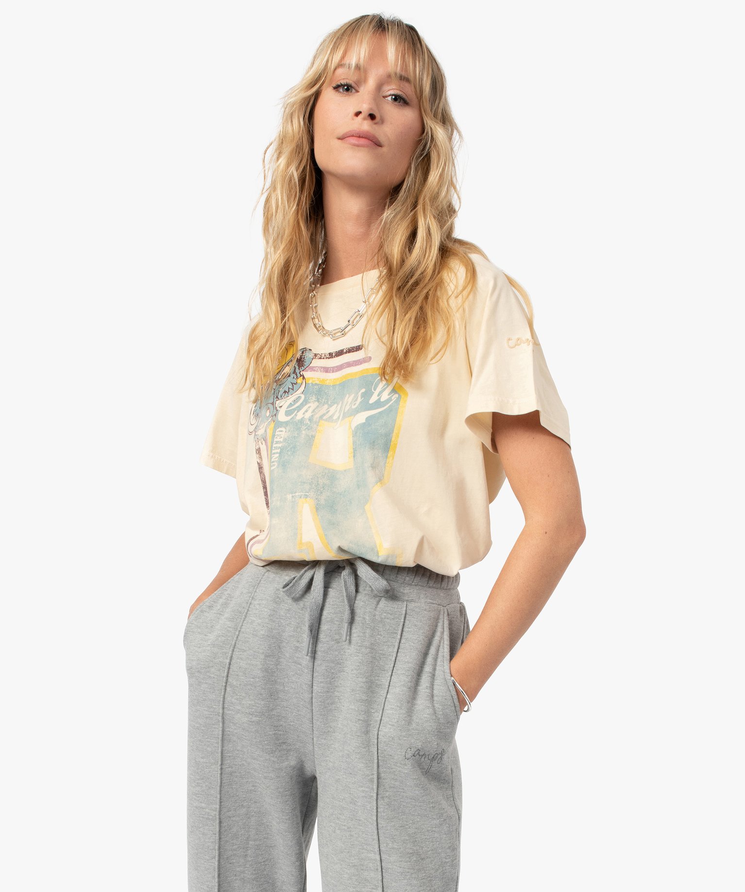 Tee-shirt femme avec large motif – Camps United | GEMO