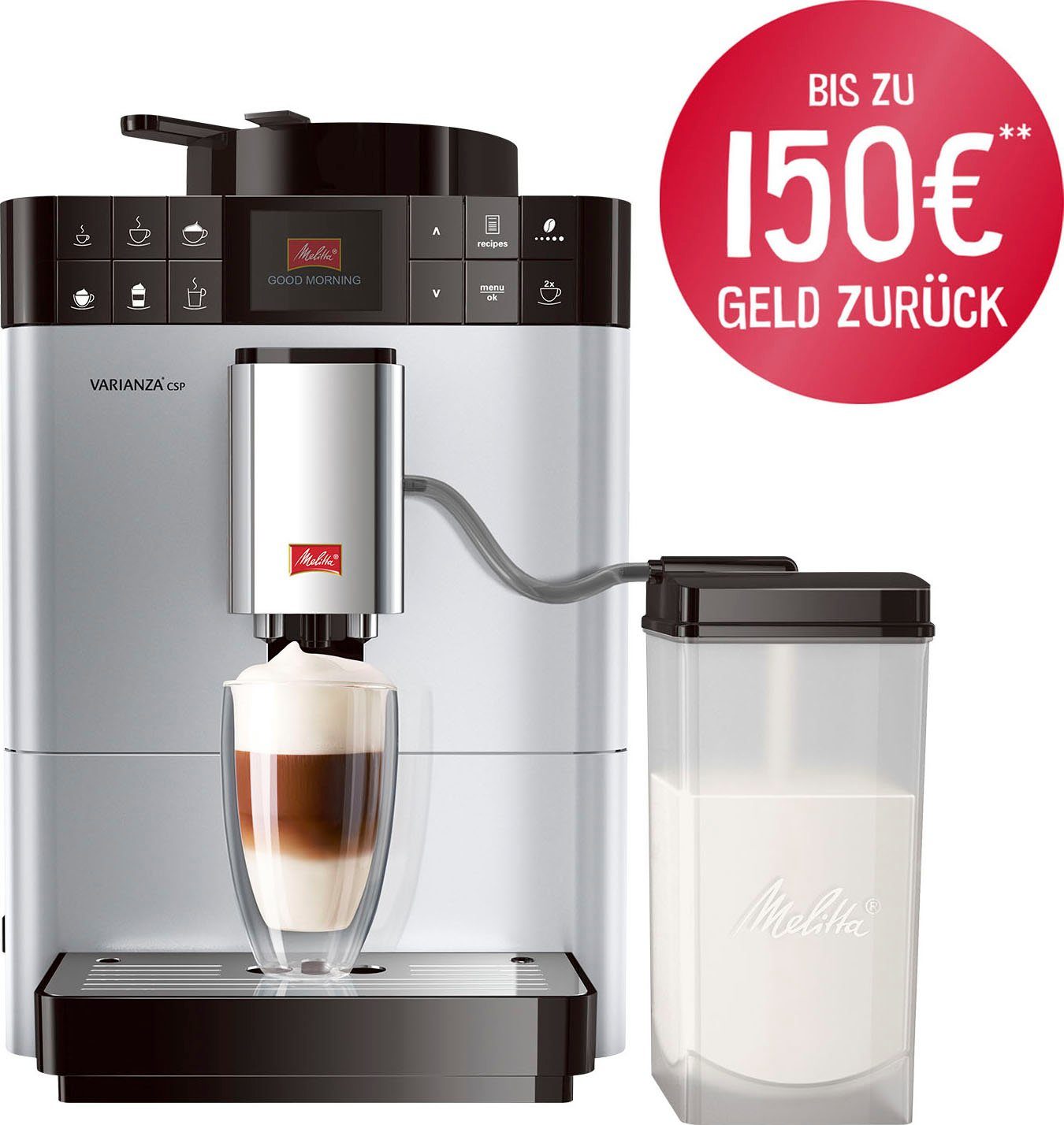 Melitta Kaffeevollautomat Varianza® CSP F57/0-101, silber, Tassenindividuell dosieren: My Bean Select, 10 Kaffeerezepte