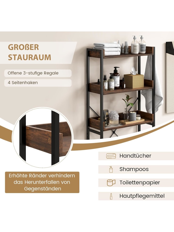 COSTWAY Toilettenregal 3-stufig in Braun günstig kaufen onesize