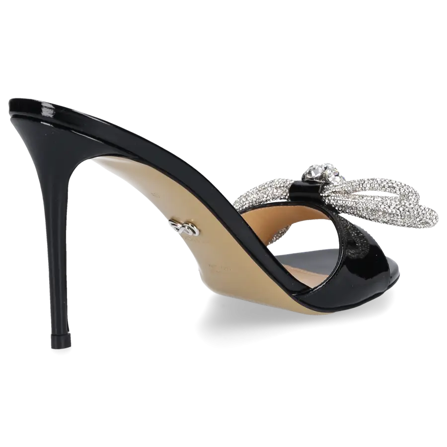 Mach & Mach - Pantoletten DOUBLE BOW Lackleder - schwarz