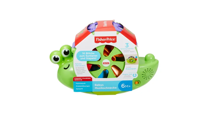 Fisher-Price Babys Musik Schnecke, Steckspielzeug, Stapelspiel, Lernspielzeug
