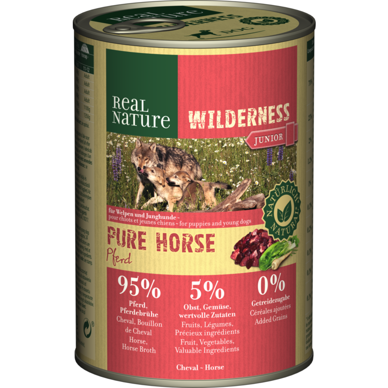 REAL NATURE Hundenassfutter REAL NATURE WILDERNESS Junior Pure Horse Pferd 24x400 g