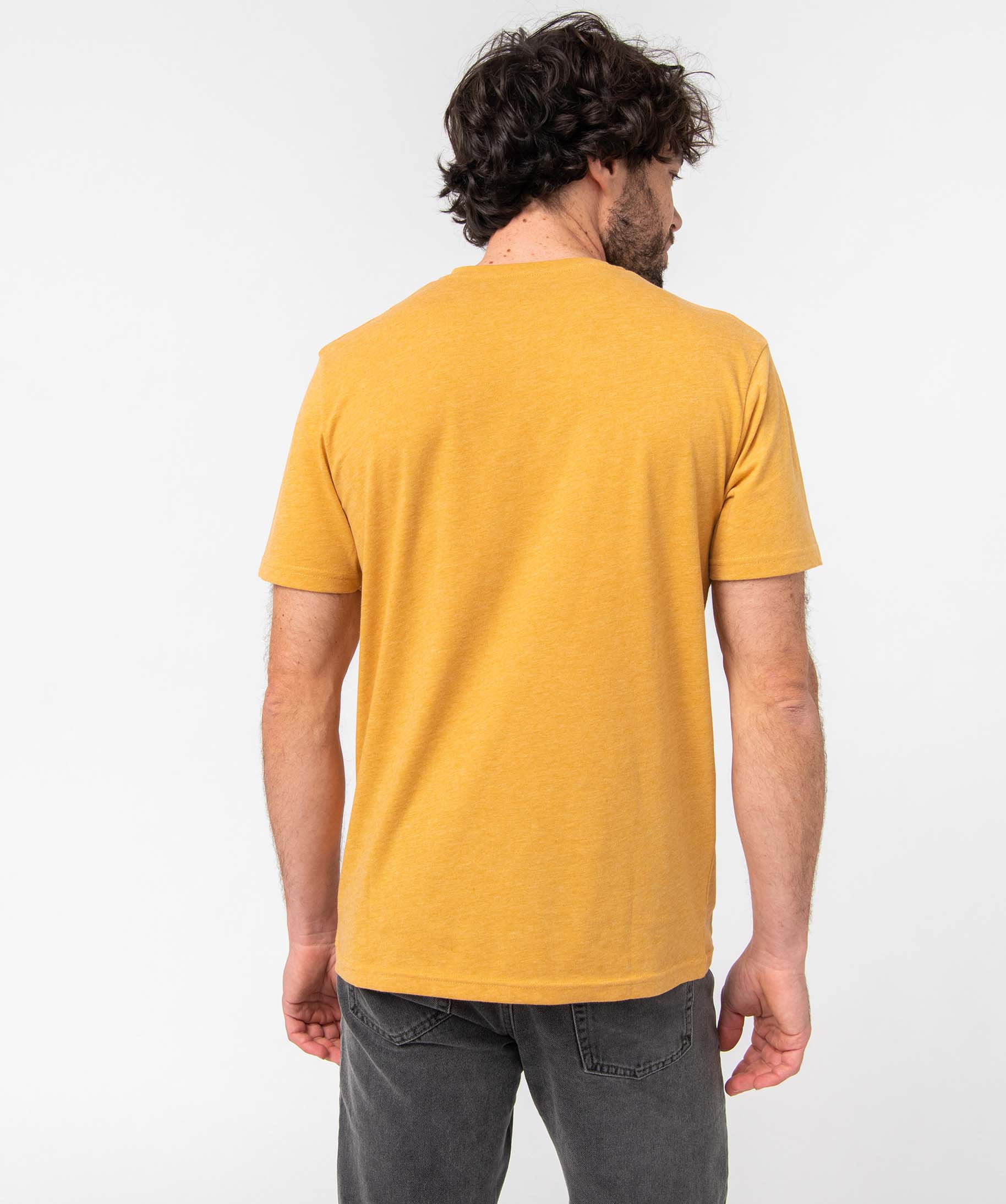 Tee-shirt homme col tunisien à manches courtes jaune | GEMO