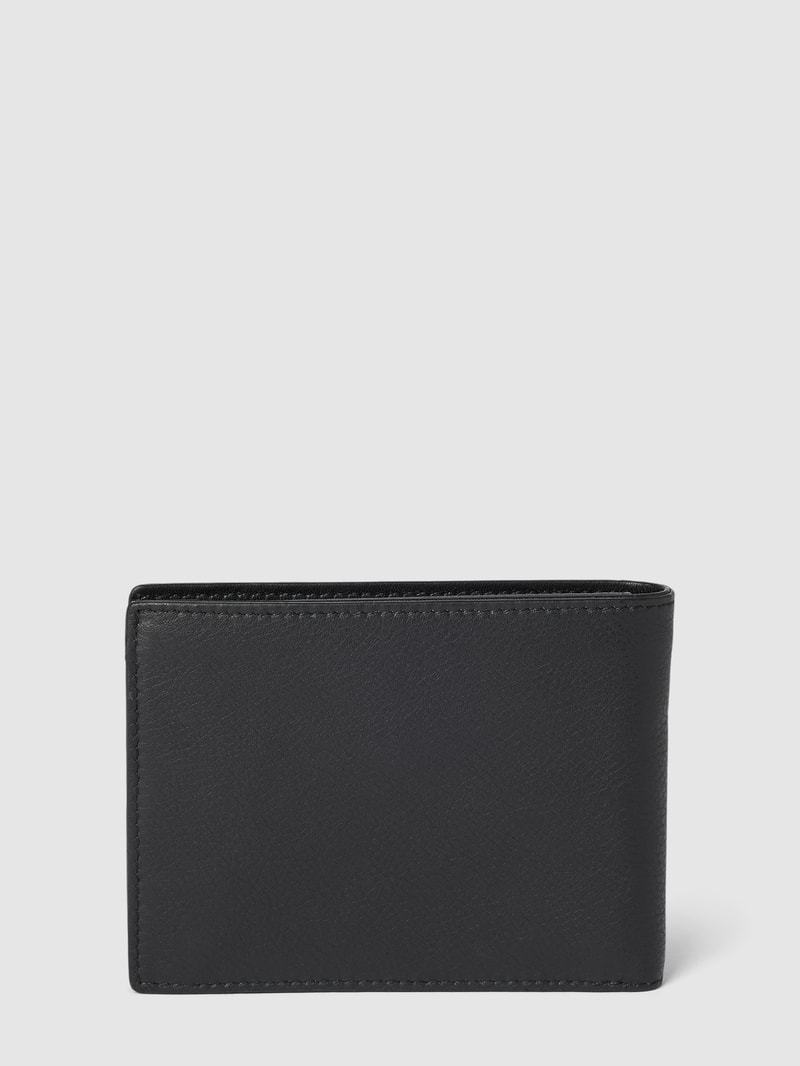 Portemonnaie aus Rindsleder mit Label-Detail in schwarz