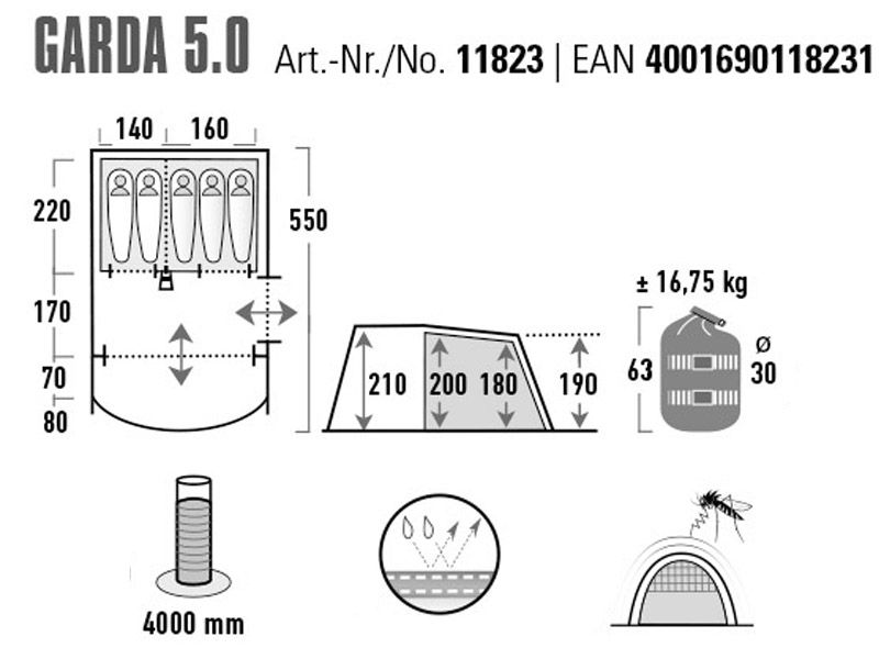 High Peak Garda 5.0 Tunnelzelt
