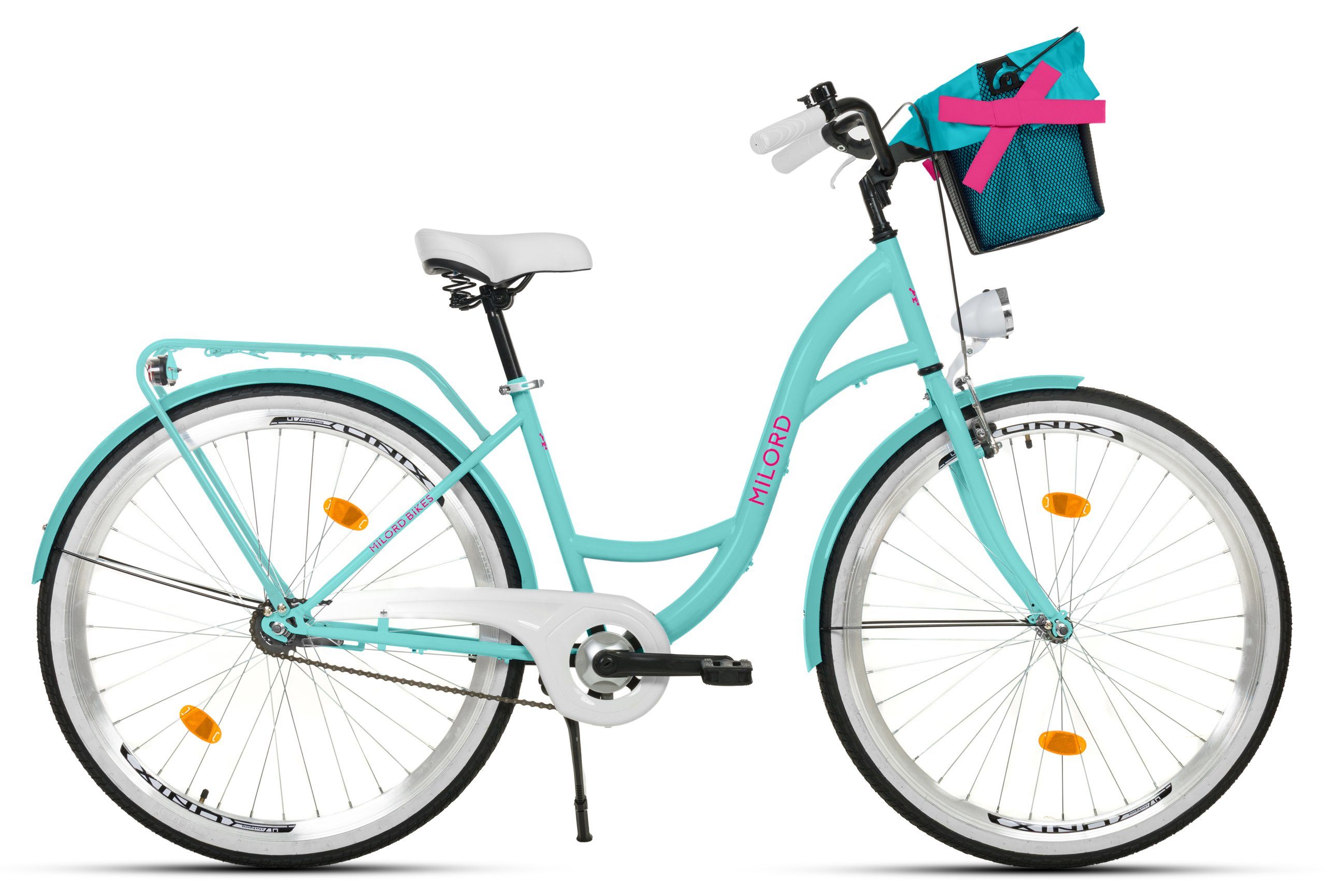 MILORD BIKES Cityrad Milord City Fahrrad Korb Retro Damenfahrrad, 28/26 Zoll, Blau, 1-Gang, 1 Gang
