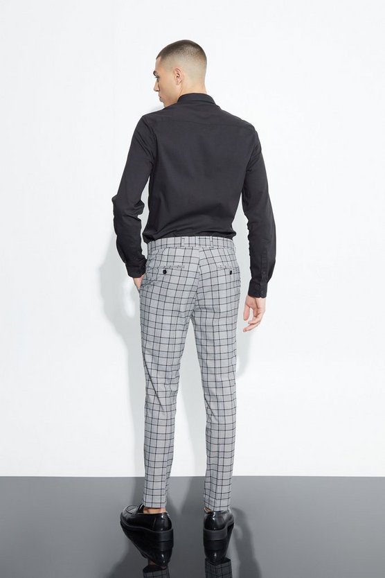 Kurze karierte Super Skinny Hose