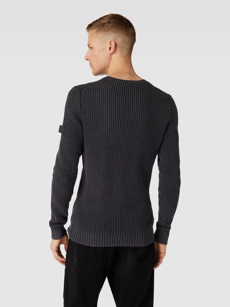 Strickpullover mit Label-Detail Modell 'Hadriano' in schwarz