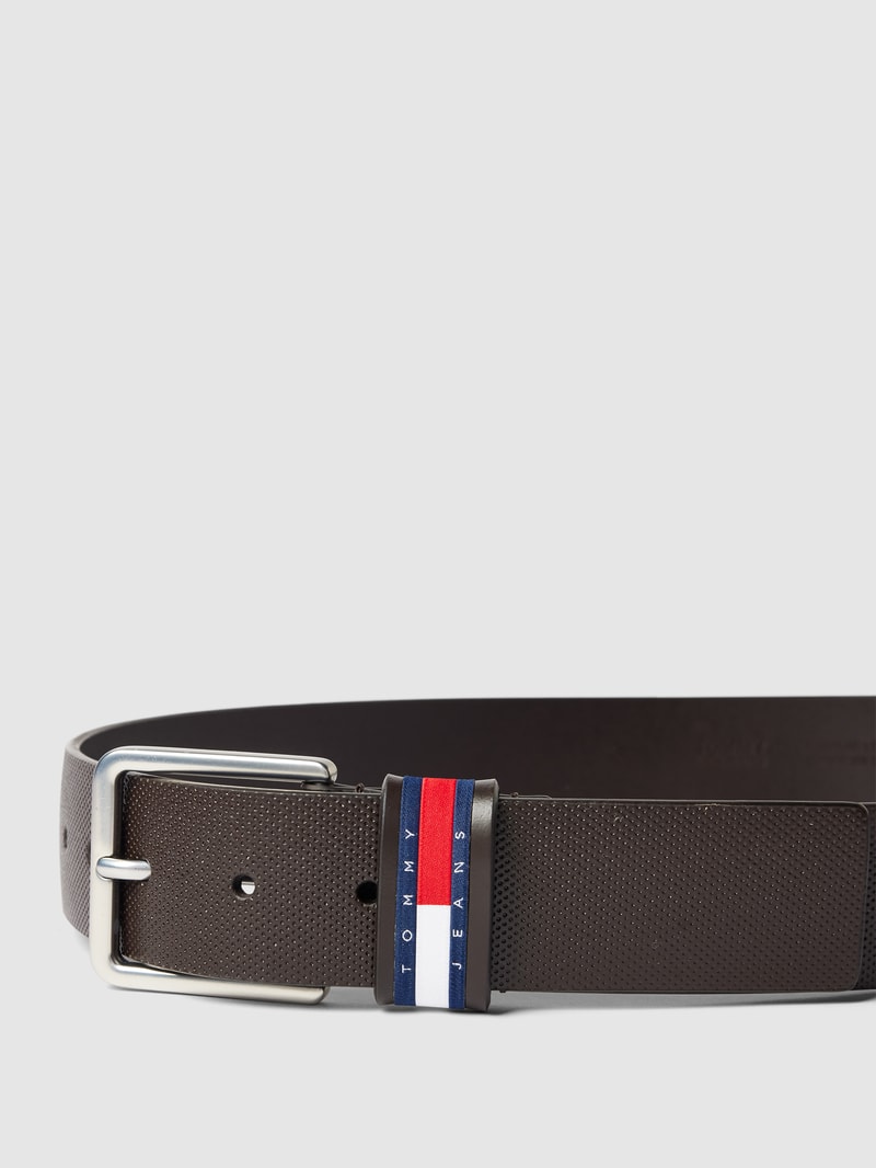 Gürtel aus Leder mit Label-Detail Modell 'ELEVATED' in dunkelbraun