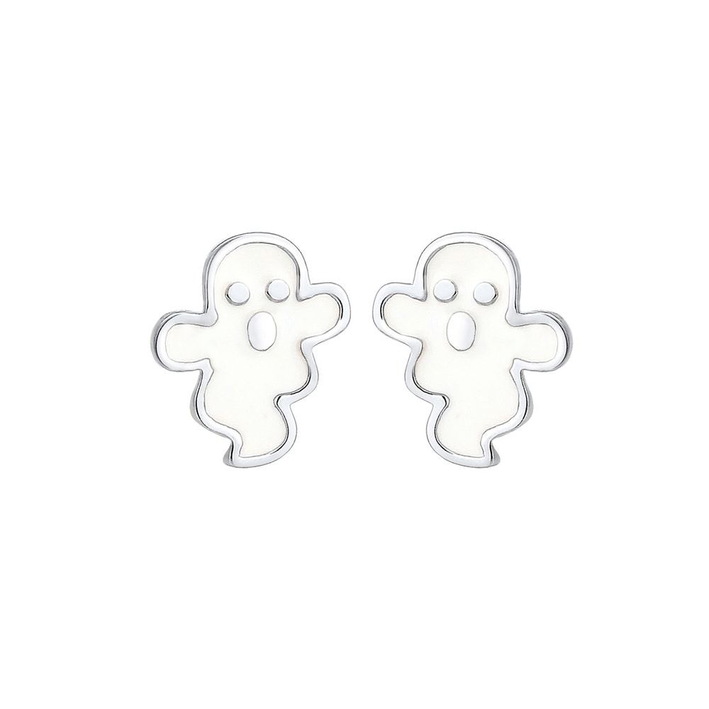 Elli Elli Boucles d'Oreilles Stecker Gespenst Geist Halloween Enamel 925 Silber Boucles d'oreilles