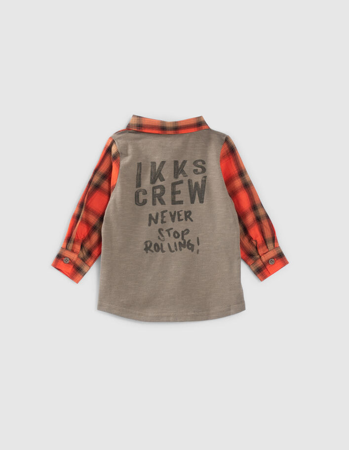 Chemise orange à carreaux dos jersey printé bébé garçon