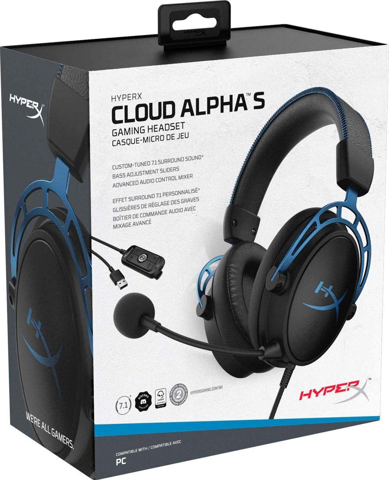 HyperX Cloud Alpha S Gaming-Headset (Mikrofon abnehmbar, Noise-Cancelling)