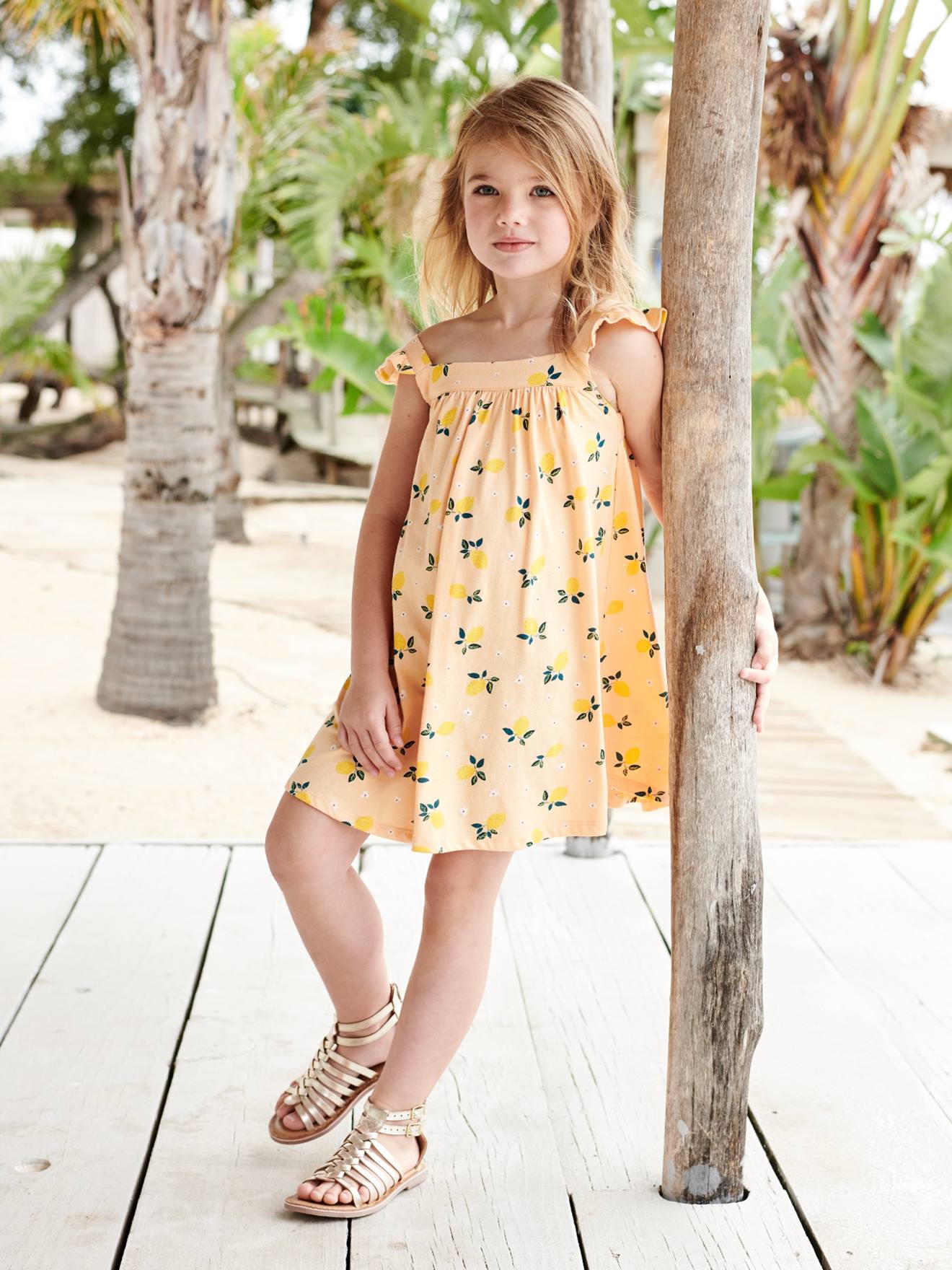 Robe à bretelles fille rose
