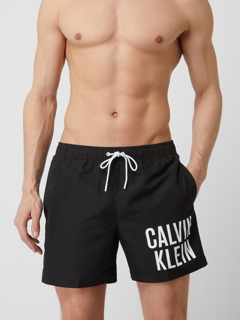 Badehose mit Label-Print in schwarz