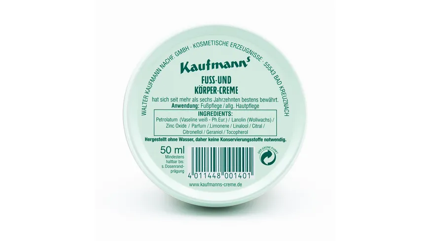 Kaufmanns Fuss- und Körper-Creme 50 ml