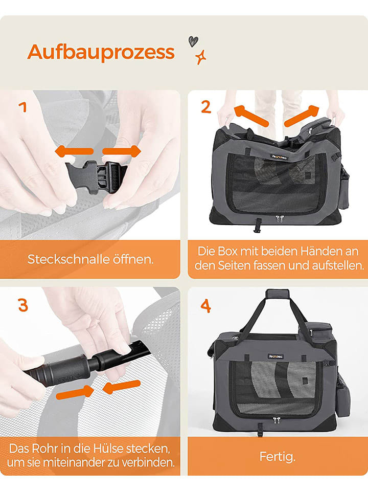 Songmics Transportbox in Grau/ Schwarz - (B)60 x (H)42 x (T)42 cm günstig kaufen onesize