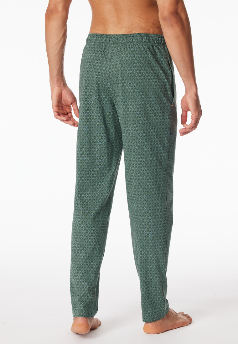 Loungehose lang Organic Cotton grün gemustert - Mix+Relax