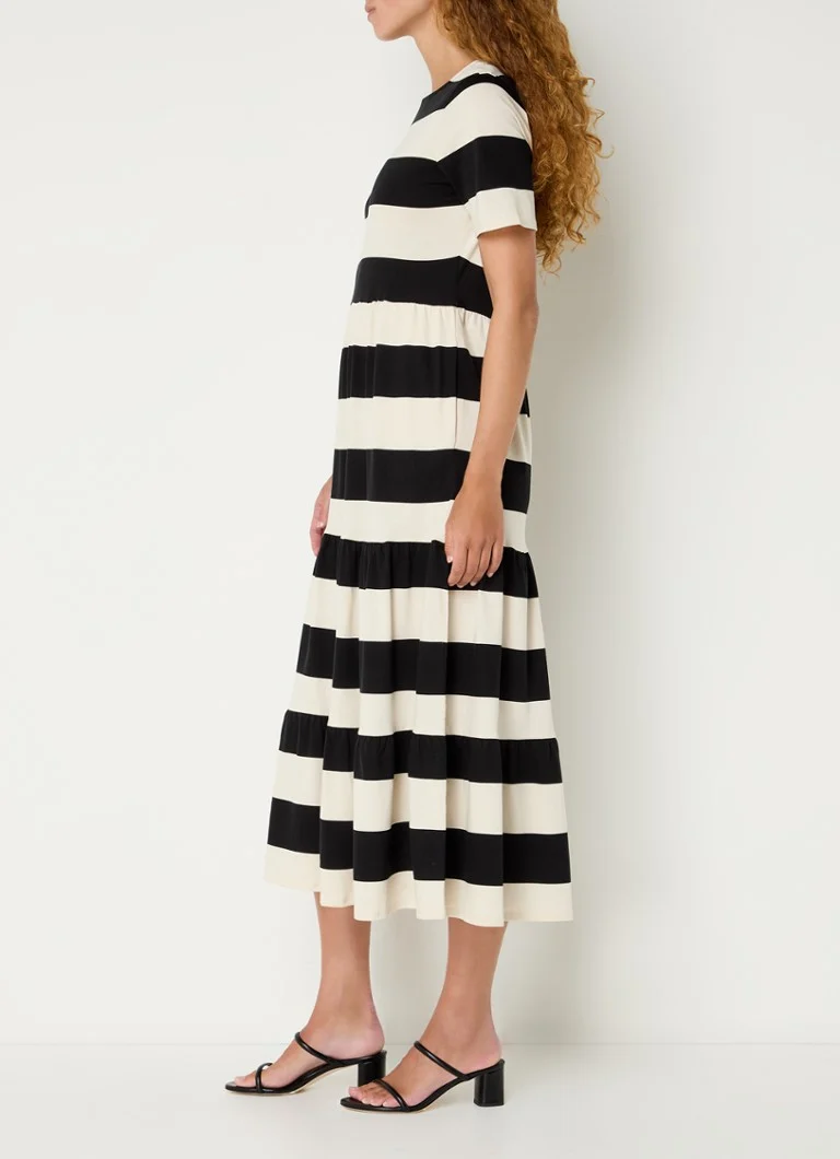Abito midi Leigh di LKBennett in cotone biologico con righe stampate