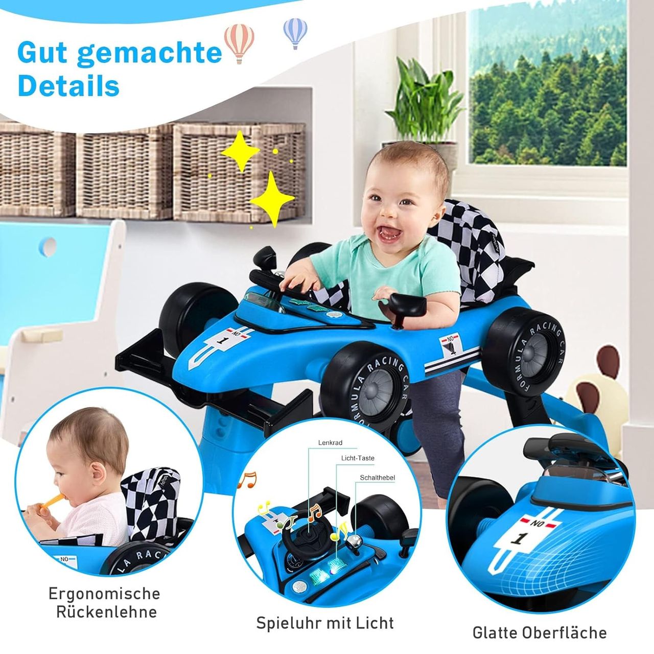 Costway 4 in 1 Lauflernwagen mit einstellbarer Höhe & Geschwindigkeit
