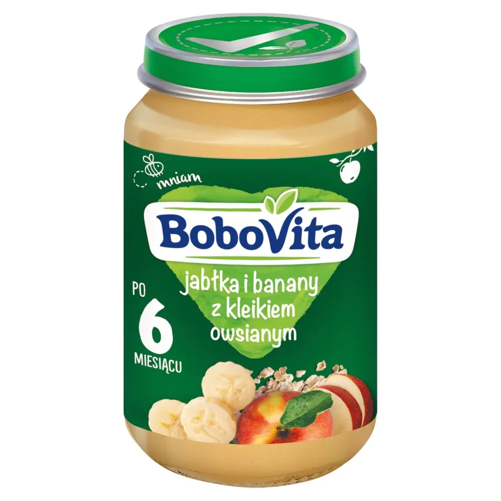 Επιδόρπιο μήλου και μπανάνας Bobovita με βρώμη μετά από 6 μήνες