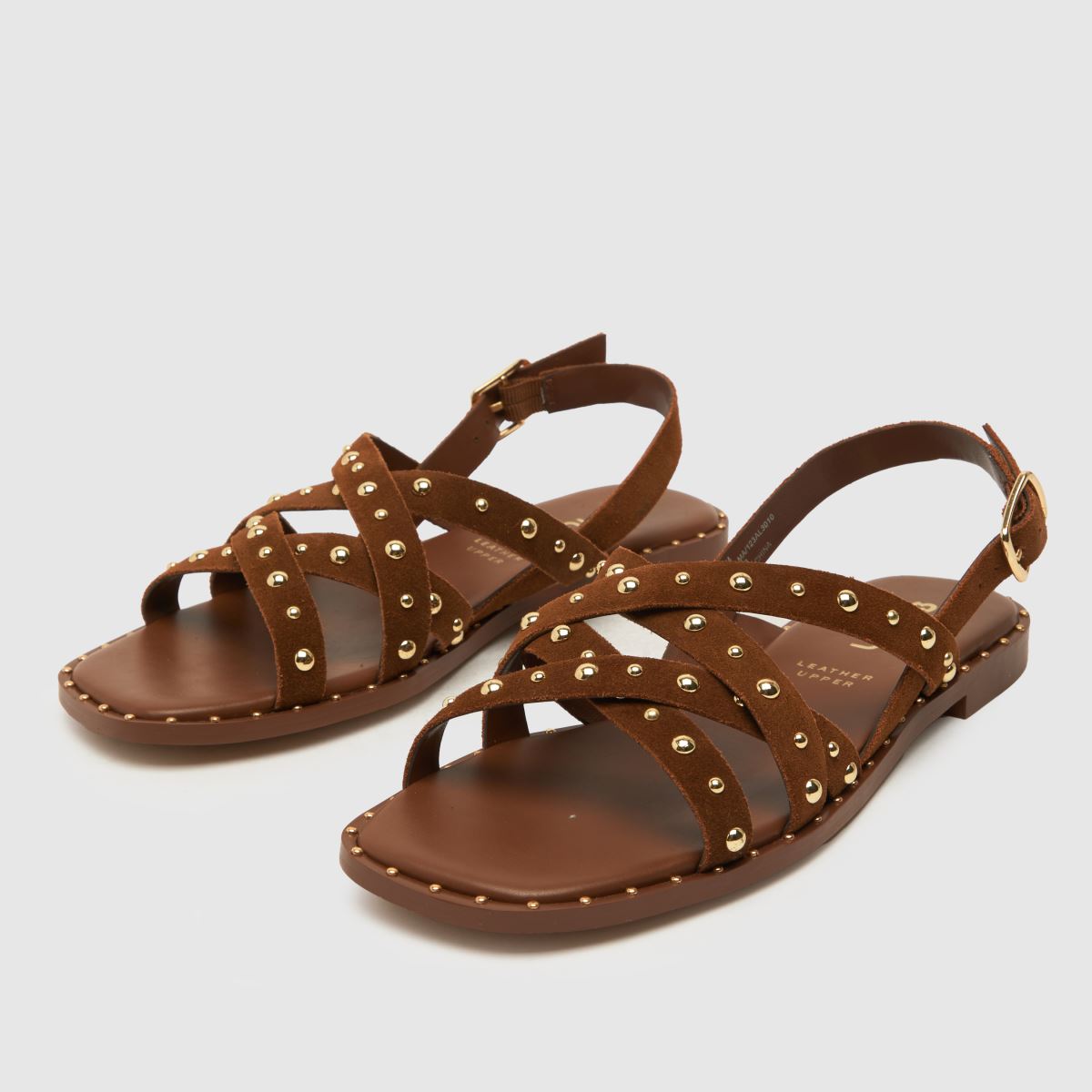 Schuh – Thelma – Bruna sandaler i mocka med nitar