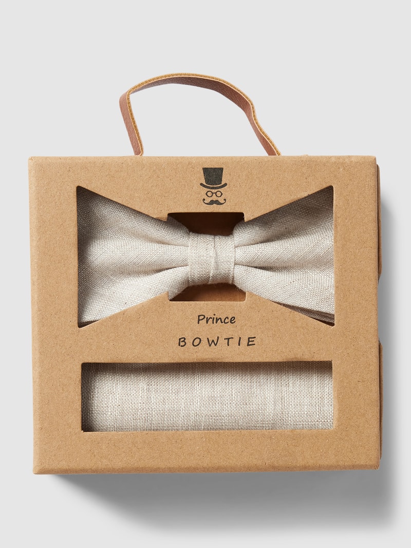 Fliege mit Einstecktuch im Set in beige