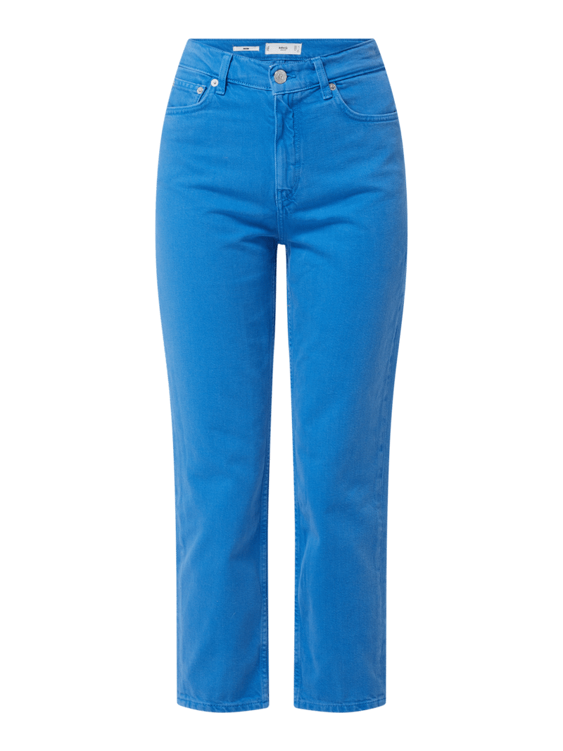 Cropped Mom Fit Jeans aus Baumwolle in ozean blau