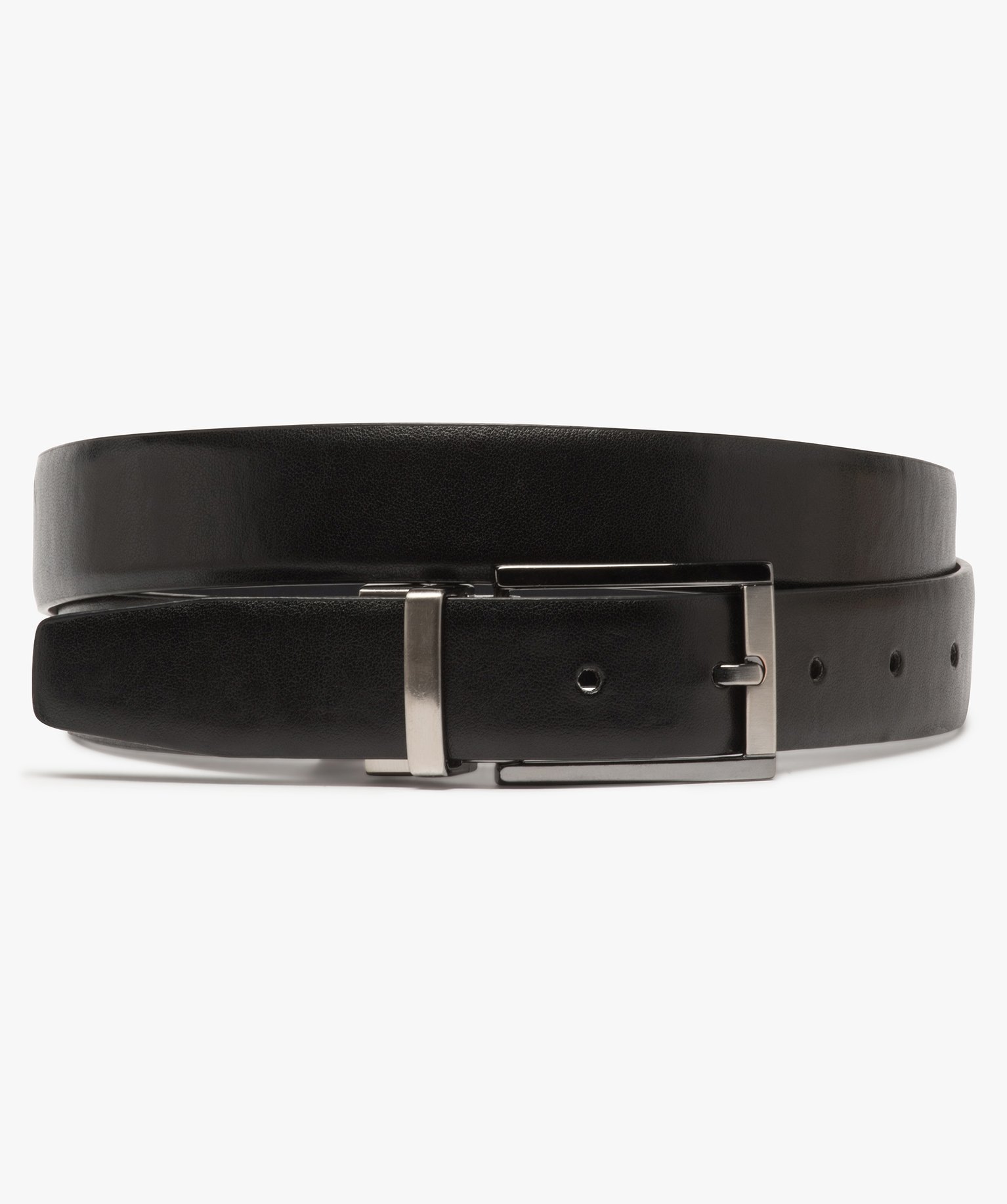 Ceinture homme dessus cuir avec boucle métallique rectangle noir | GEMO