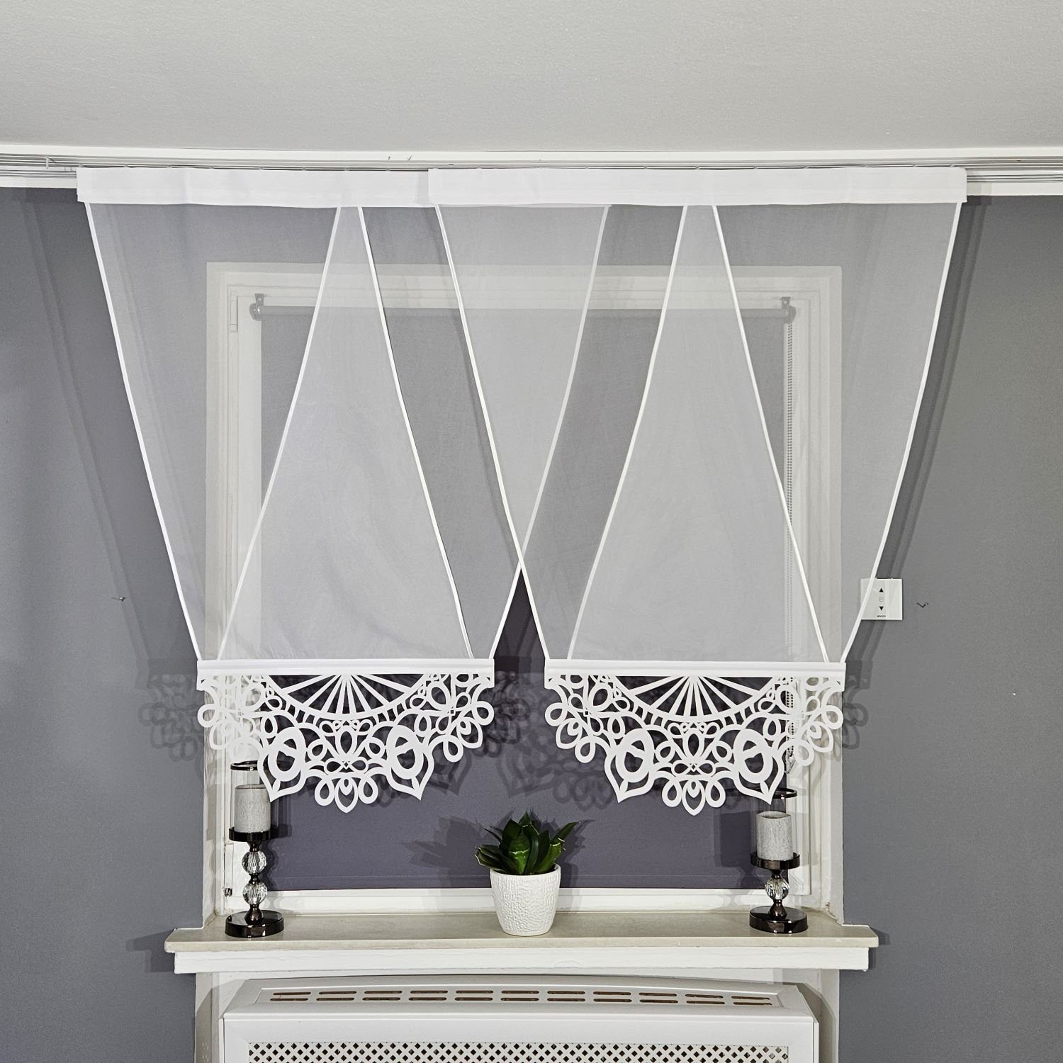 Schiebegardine 2er V Panel Voile Klassik, Gardinen by Justyna, Kräuselband (2 St), transparent, Moder, Panelgardine, Paneele, Fertiggardine, Scheibengardine, Fensterdeko