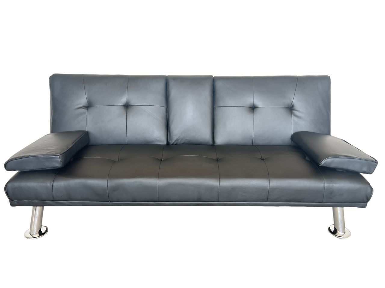 Better Home Schlafsofa mit Bettfunktion & zusammenklappbaren Getränkehalter schwarz