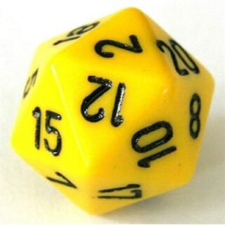 Opaque 34mm d20 Yellow/black Dice