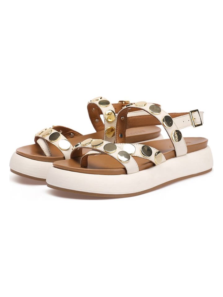 INUOVO Leder-Sandalen in Creme/ Gold günstig kaufen
