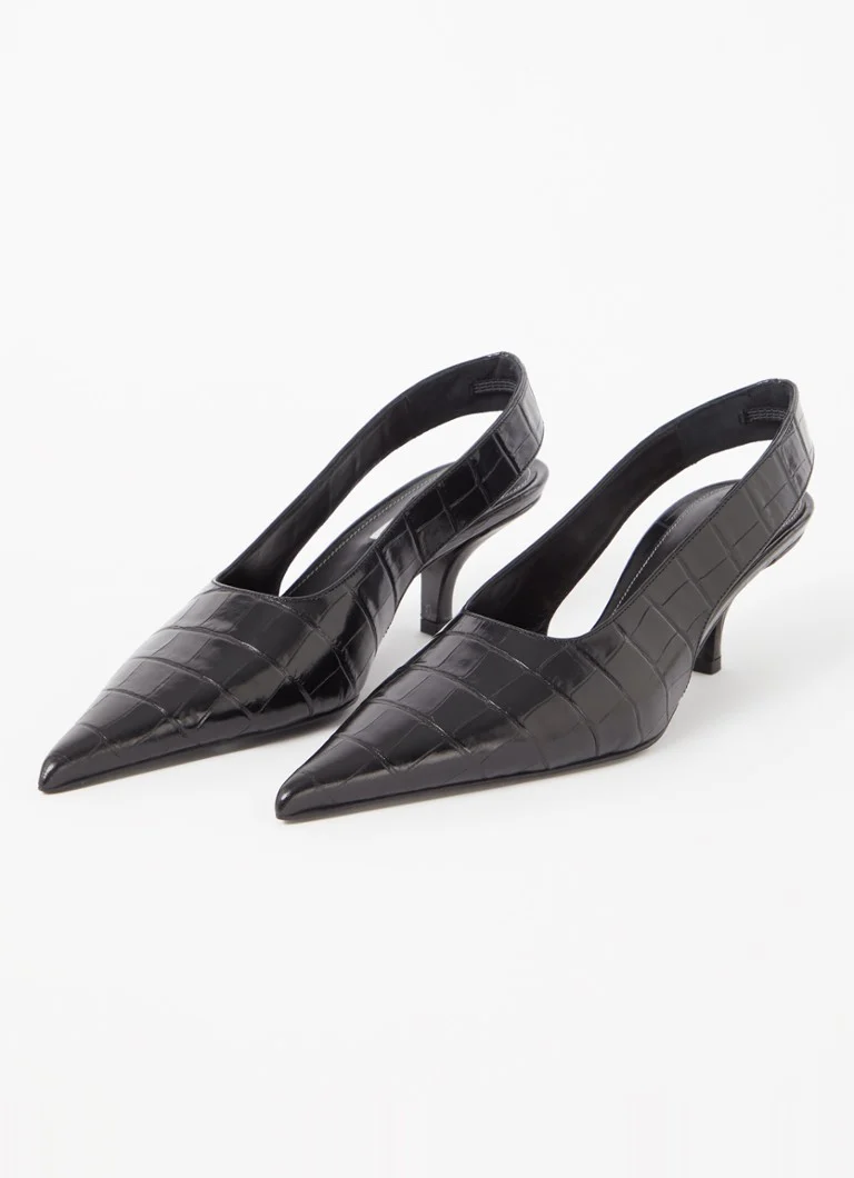 TOTEME Klassinen nahkainen slingback-laukku krokotiilikuvioinnilla