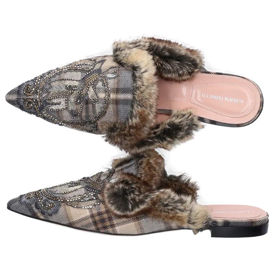 Alberta Ferretti - Pantoletten 51A Baumwolle - grau
