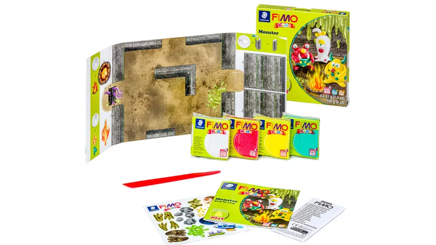 STAEDTLER Modelliermasse FIMO® Kids Materialpackung Form & Play Monster 168 g