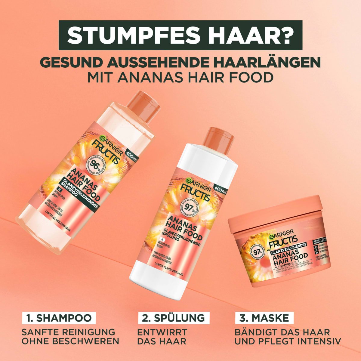 Haarkur Ananas Hair Food 3in1 Maske, 400 ml