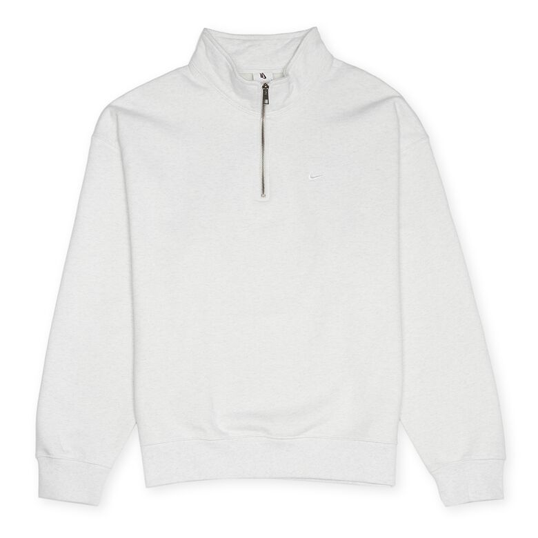 NIKE Solo Swoosh HW BB Quarter Zip Top birch heather/white
