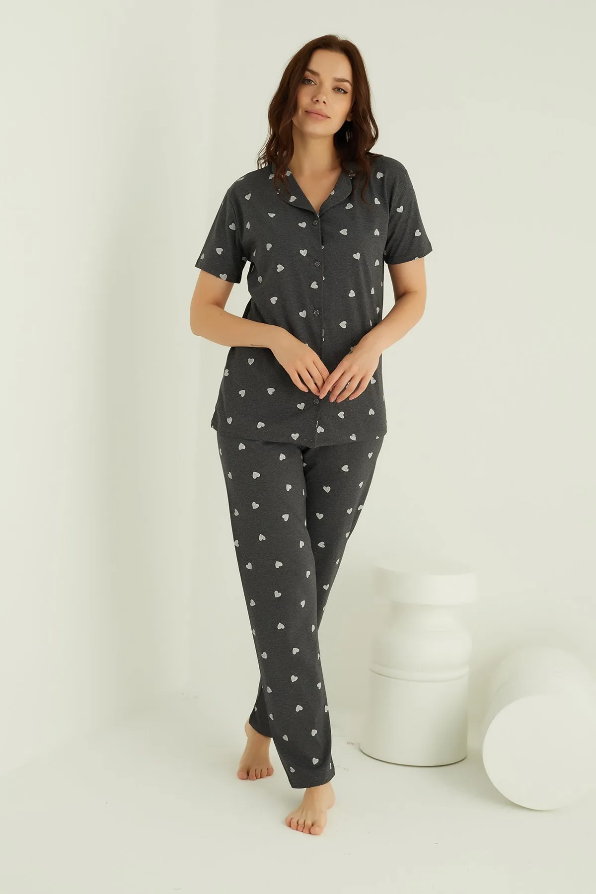 ELİTOL  Pyjama-Set aus Baumwolle mit Knöpfen