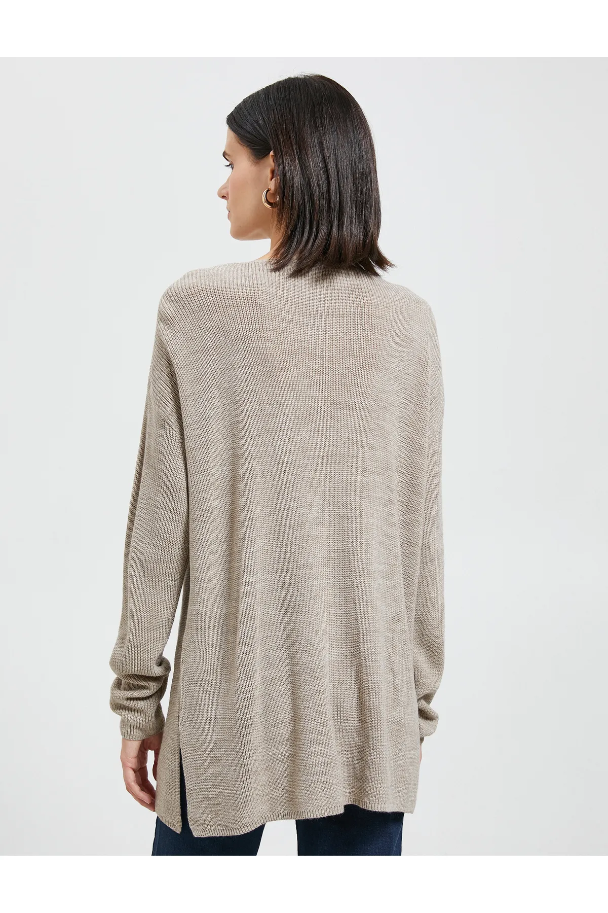 Koton  Pullover mit V-Ausschnitt, Oversize-Langarm, Kaschmir-Struktur