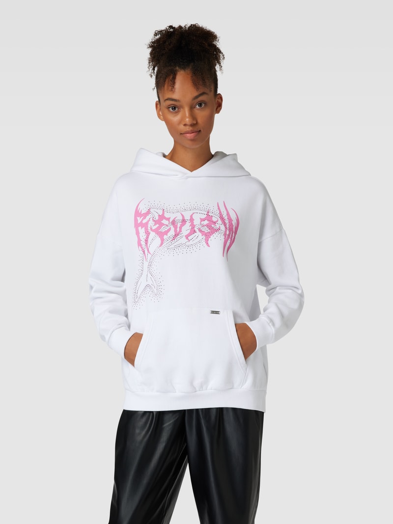 Hoodie mit Label-Print Modell 'LOVE' in weiß