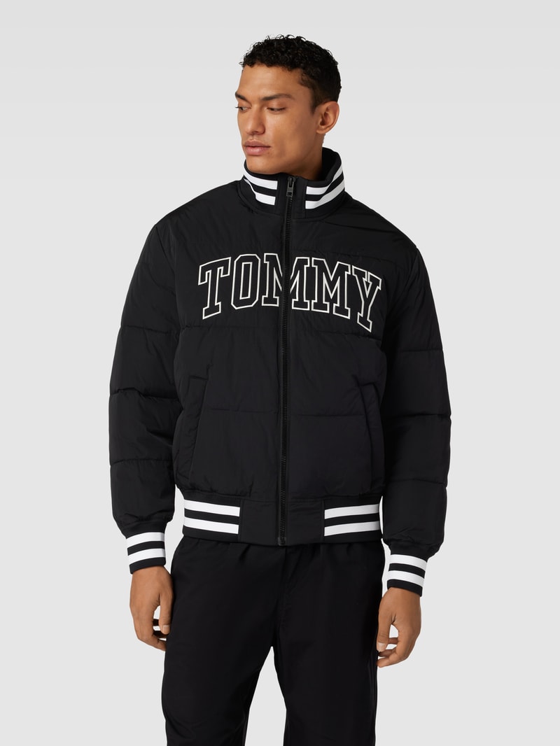 Bomberjacke mit Label-Stitching Modell 'NEW VARSITY' in schwarz
