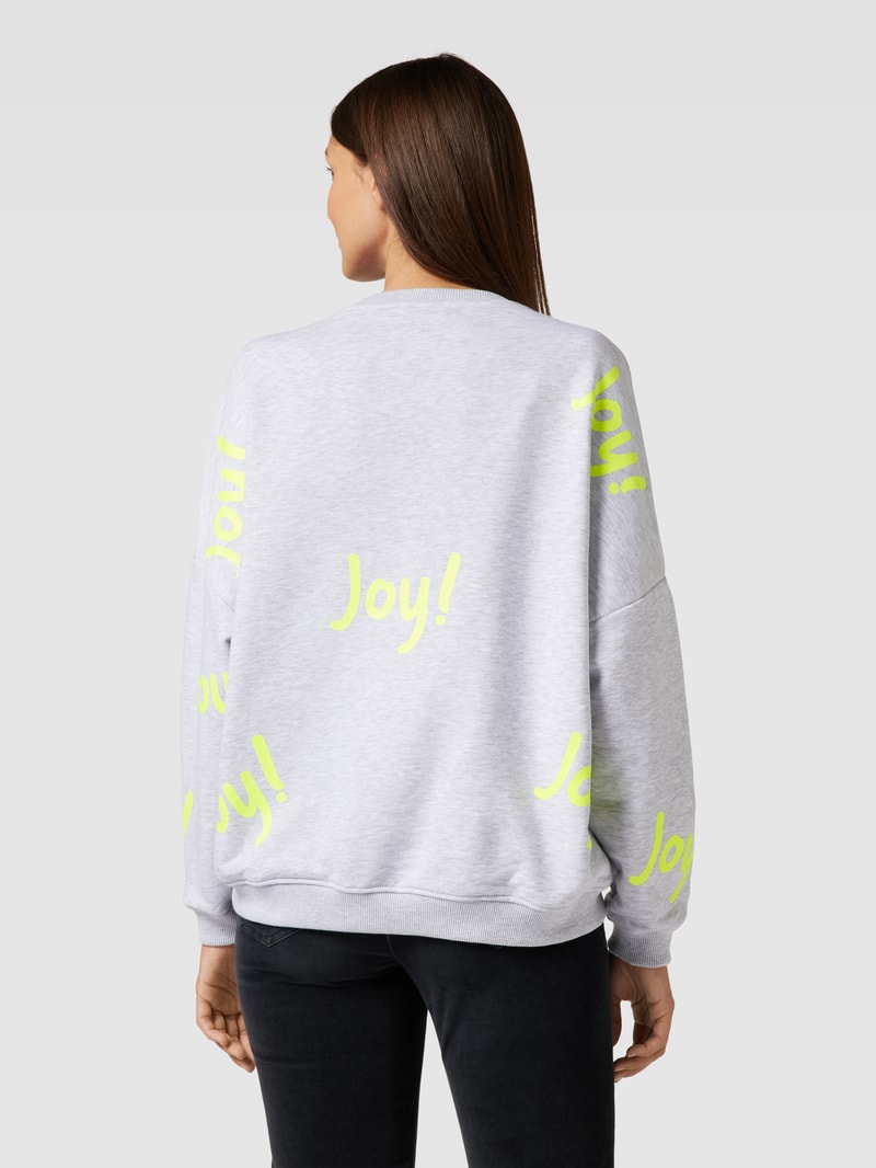 Sweatshirt mit Strasssteinbesatz Modell 'JOY' in hellgrau meliert