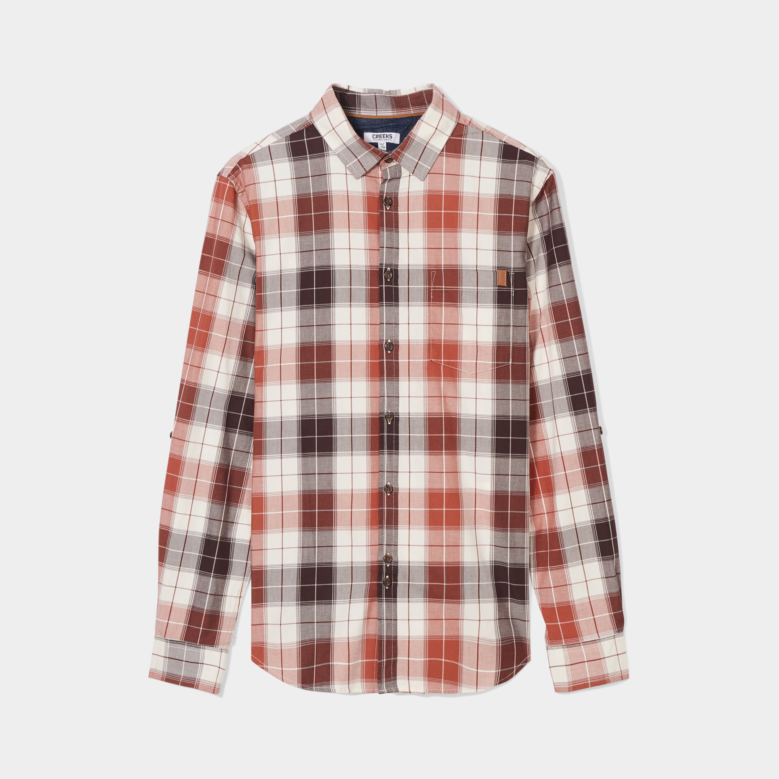 Chemise droite manches longues terracotta homme | La Halle